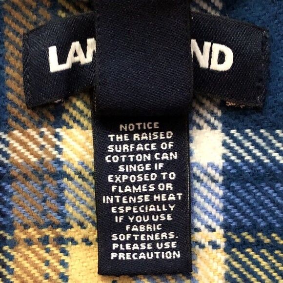 Lands End Rugged Work Shirt Mens Sz 2XL Tradtional Fit Hefty Blue Plaid Pockets - Picture 15 of 15